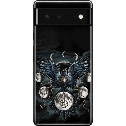 Crow and Moon Phases by Sarah Richter Google Pixel 6 Skin